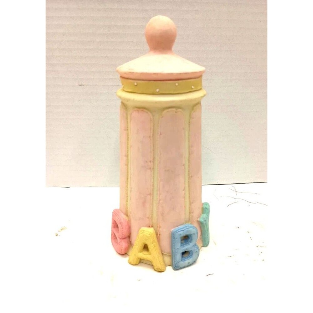 Vintage Pink Ceramic BABY Coin Piggy Bank Nursery Decor Baby Shower Gift Savings